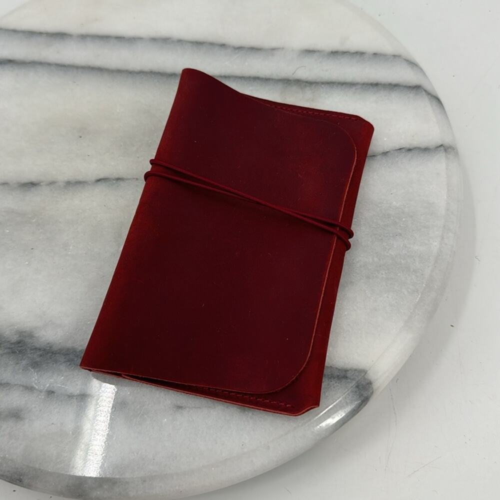 NWOT Handcrafted red leather wallet/passport holder